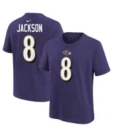 Toddler Boys and Girls Nike Lamar Jackson Purple Baltimore Ravens Player Name Number T-shirt