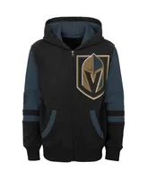 Preschool Boys and Girls Outerstuff Black Vegas Golden Knights Face Off Full Zip Hoodie