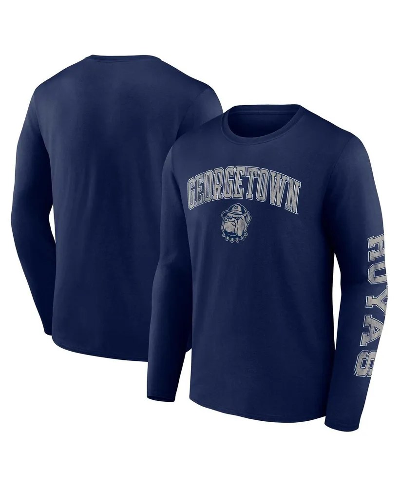 Men's Fanatics Navy Georgetown Hoyas Distressed Arch Over Logo Long Sleeve T-shirt