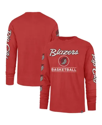 Men's '47 Brand Red Portland Trail Blazers 2023/24 City Edition Triplet Franklin Long Sleeve T-shirt
