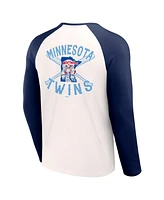 Men's Darius Rucker Collection by Fanatics White, Navy Distressed Minnesota Twins Team Color Raglan T-shirt