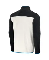 Men's Nfl x Darius Rucker Collection by Fanatics Black, Cream Carolina Panthers Micro Fleece Quarter-Snap Jacket