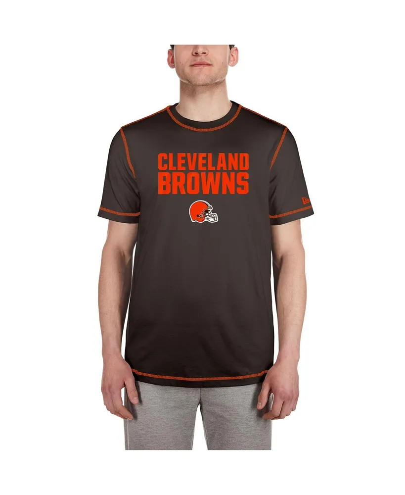 Men's New Era Brown Cleveland Browns Third Down Puff Print T-shirt