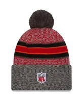 Men's New Era Red, Pewter Tampa Bay Buccaneers 2023 Sideline Sport Cuffed Pom Knit Hat