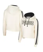 Women's Colosseum Cream Purdue Boilermakers Perfect Date Cropped Pullover Hoodie