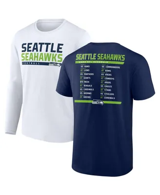 Men's Fanatics College Navy, White Seattle Seahawks Two-Pack 2023 Schedule T-shirt Combo Set