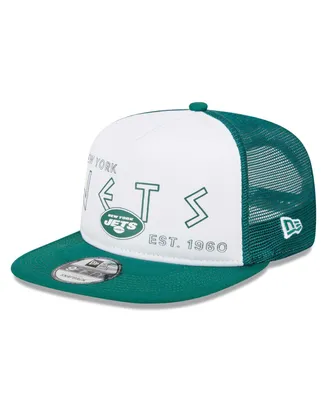 Men's New Era White, Green New York Jets Banger 9FIFTY Trucker Snapback Hat