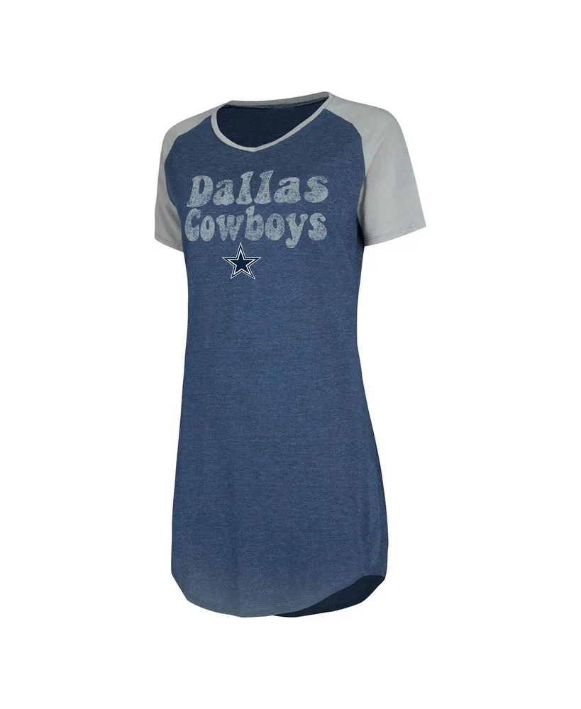 Women's Concepts Sport Navy Distressed Dallas Cowboys Raglan V-Neck Nightshirt