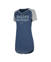 Women's Concepts Sport Navy Distressed Dallas Cowboys Raglan V-Neck Nightshirt