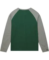 Men's Mitchell & Ness Green Michigan State Spartans Legendary Slub Raglan Long Sleeve T-shirt