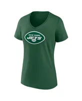 Women's Fanatics Aaron Rodgers Green New York Jets Icon Name and Number V-Neck T-shirt