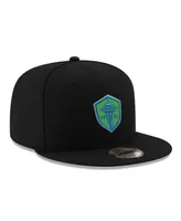 Men's New Era Black Seattle Sounders Fc Primary Logo 9FIFTY Snapback Hat