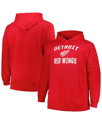 Men's Profile Red Detroit Wings Big and Tall Arch Over Logo Pullover Hoodie