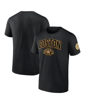 Men's Fanatics Black Distressed Boston Bruins Centennial Lock Up T-shirt