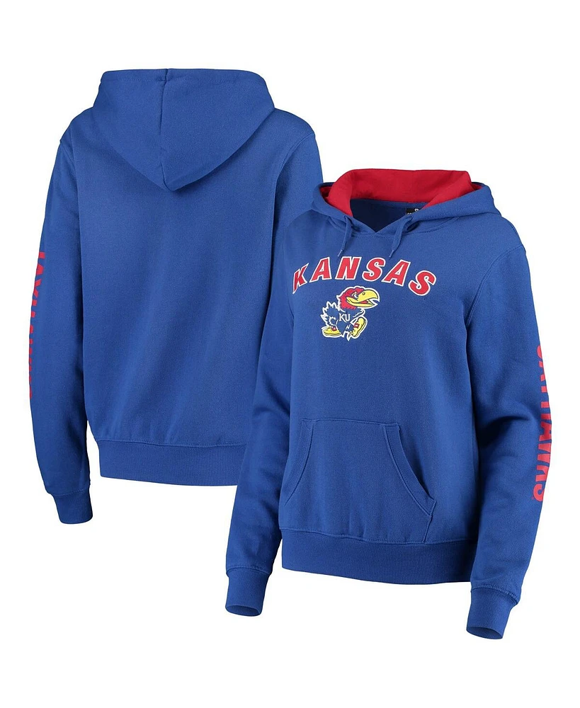 Women's Colosseum Royal Kansas Jayhawks Loud and Proud Pullover Hoodie