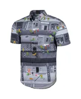 Men's Rsvlts Gray Teenage Mutant Ninja Turtles Bodacious Button Mashers Kunuflex Button-Down Shirt