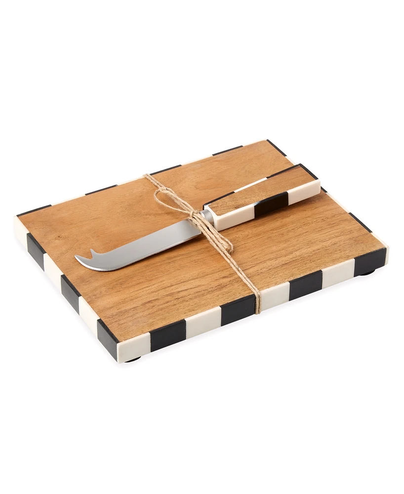 Godinger Acacia Wood Cheese Board with Matching Cheese Knife