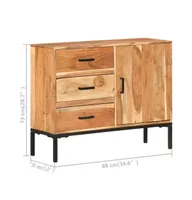 Sideboard 34.6"x11.8"x28.7" Solid Acacia Wood