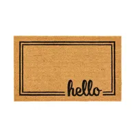 mDesign Entryway Doormat with Natural Fibers Decorative Script