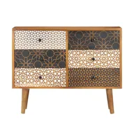 Sideboard with Printed Pattern 35.4"x11.8"x27.6" Solid Mango Wood
