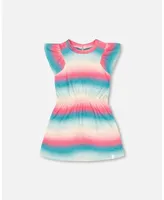 Girl French Terry Dress Printed Tie Dye Waves