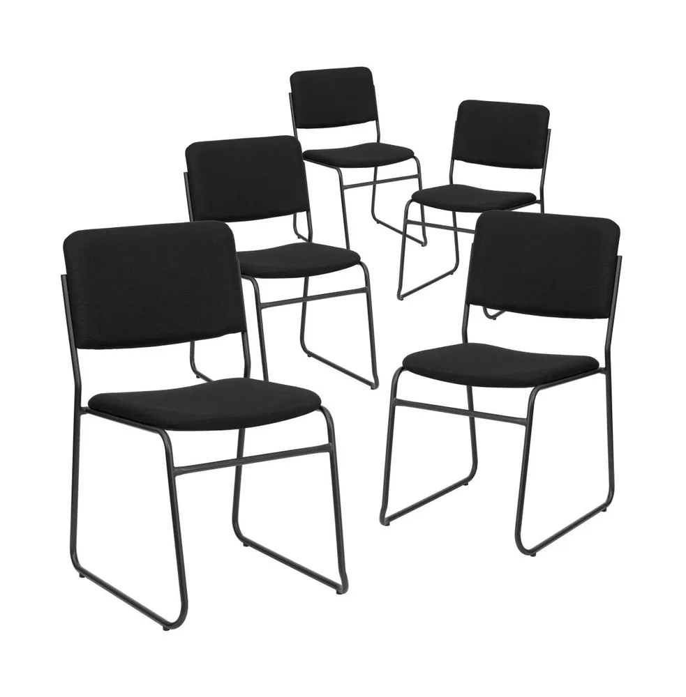 5 Pack 500 Lb. Capacity High Density Stacking Chair With Sled Base