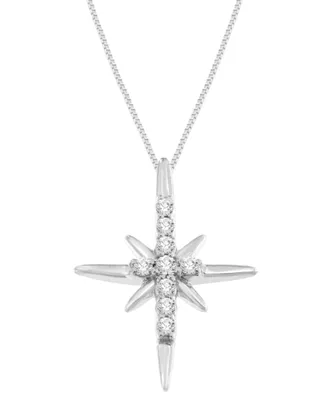 Diamond North Star 18" Pendant Necklace (1/8 ct. t.w.) in Sterling Silver