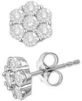 Diamond Miracle Plate Flower Cluster Stud Earrings (1/4 ct. t.w.) in Sterling Silver