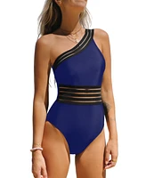 Women's Mesh One shoulder Piece Swimsuit