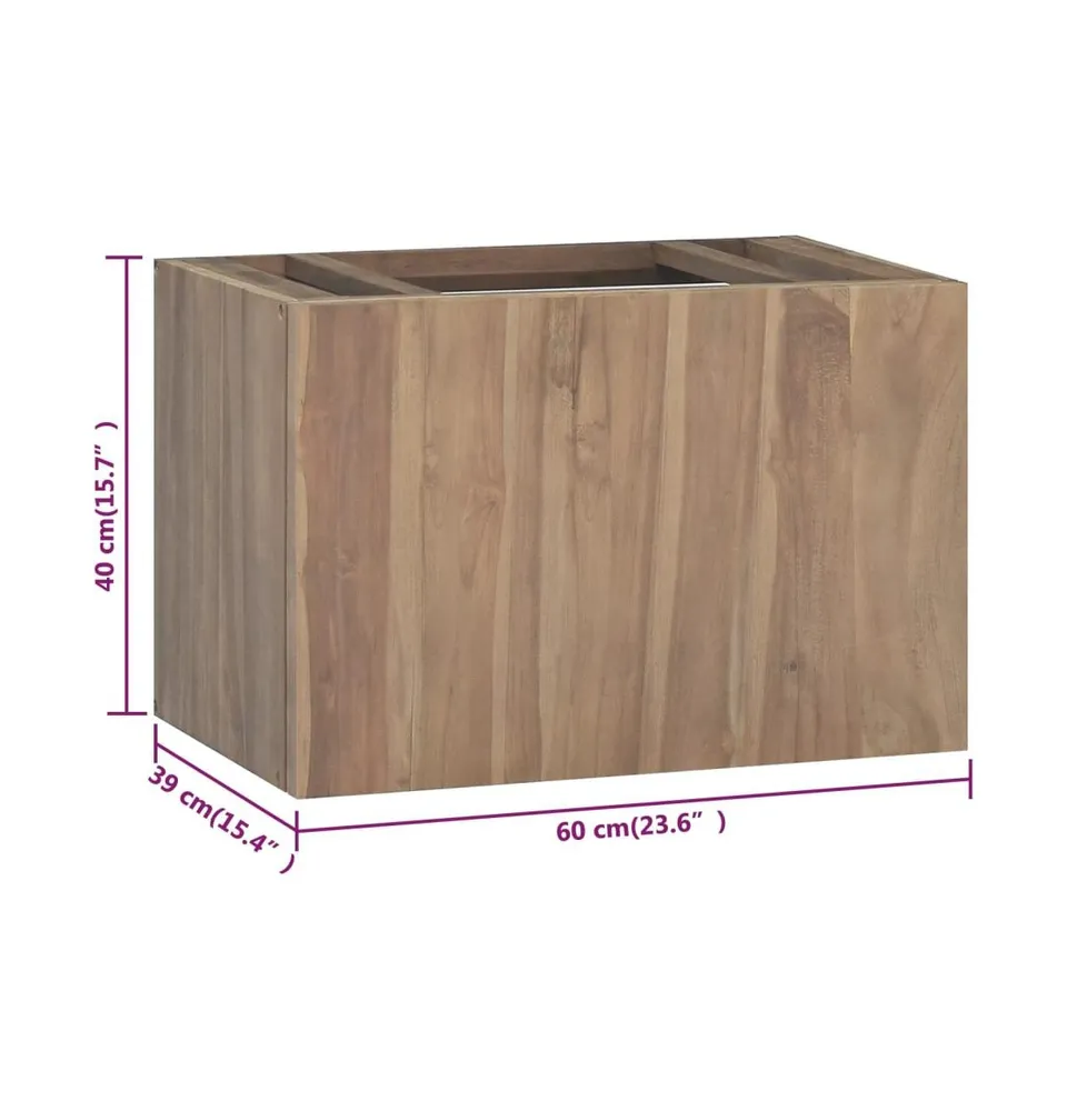 Wall-mounted Bathroom Cabinet 23.6"x15.4"x15.7" Solid Wood Teak