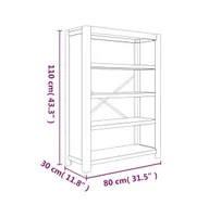 4-Tier Bookcase 31.5"x11.8"x43.3" Solid Wood Acacia