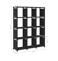 12-Cube Display Shelf Black 40.6"x11.8"x55.5" Fabric