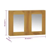 Mirror Cabinet 23.6"x3.9"x15.7" Solid Wood Teak