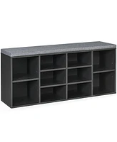 Slickblue 10-Cube Organizer Shoe Storage Bench with Cushion for Entryway