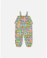 Girl Organic Cotton Jersey Jumpsuit Printed Fruits Square
