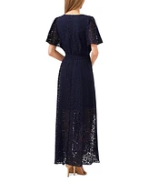 CeCe Women's Lace Batwing Sleeve Maxi Dress