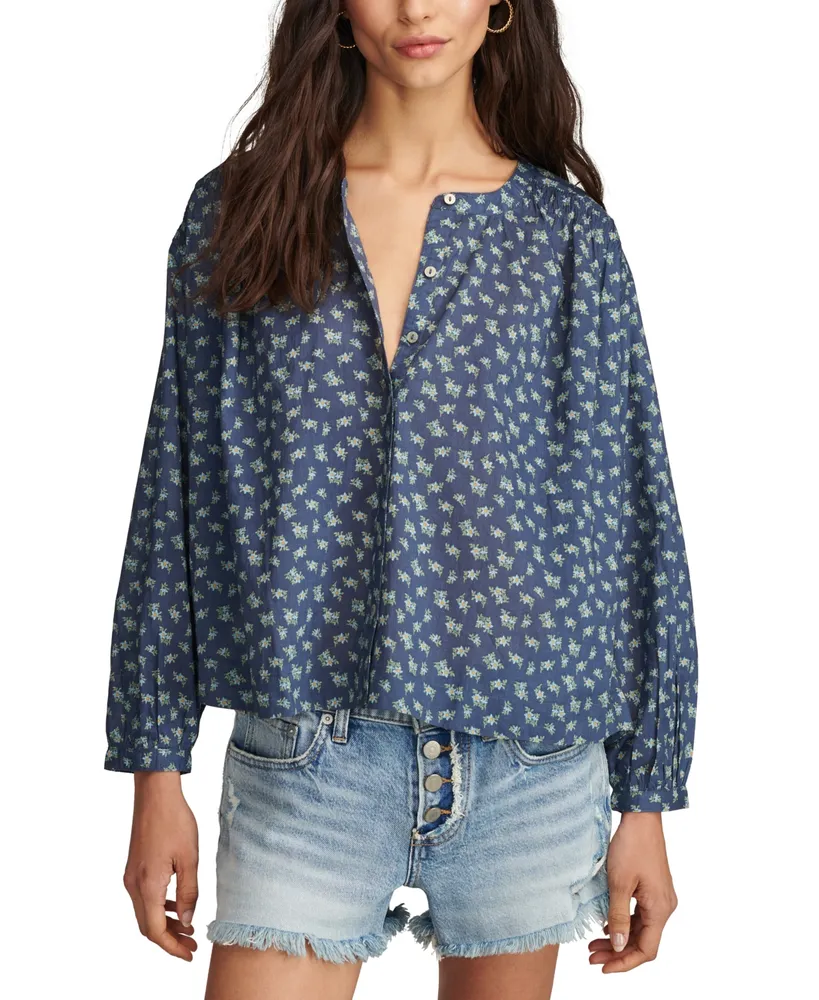 Lucky Brand Women's Floral-Print Smocked Blouse