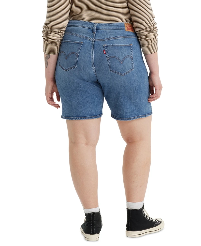 Levi's Plus Mid Length Distressed Denim Shorts