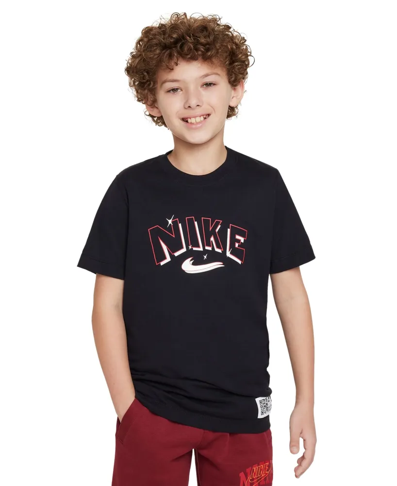 Nike Big Boys Sportswear Crewneck Cotton Stars Graphic T-Shirt