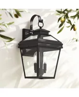 Stratton Street Traditional Outdoor Wall Light Textured Black Steel 16 1/2" Clear Glass Lantern for Exterior House Porch Patio Outside Deck Garage Yar