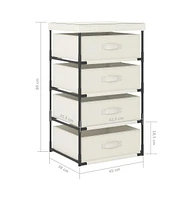 Storage Rack with 4 Fabric Baskets Steel Cream