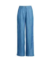 Lands' End Petite High Rise Pleated Tencel Fiber Wide Leg Pants