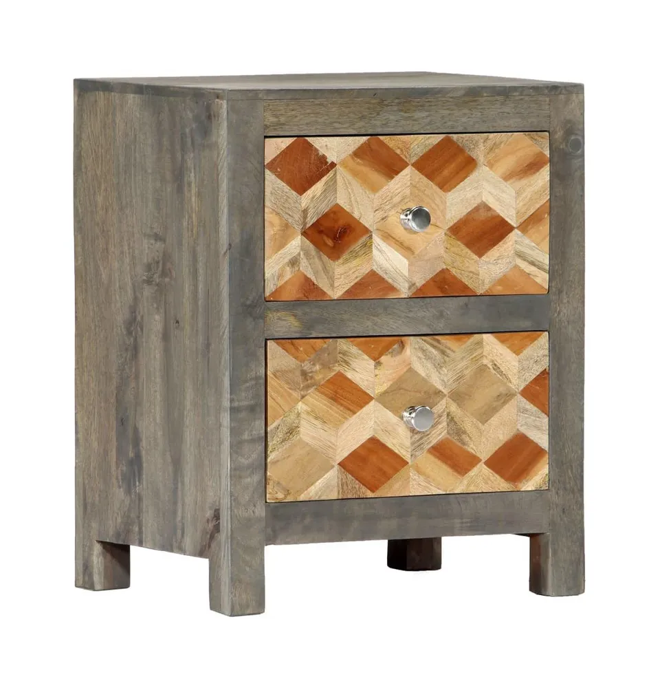 Bedside Cabinet Gray 15.7"x11.8"x19.7" Solid Mango Wood