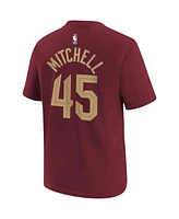 Big Boys Nike Donovan Mitchell Wine Cleveland Cavaliers Icon Edition Name and Number T-shirt