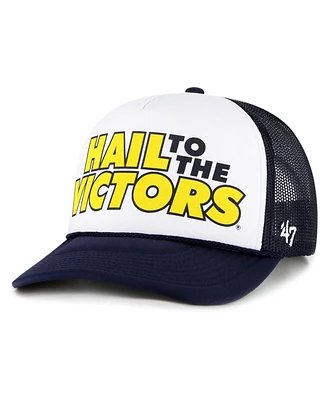 Men's '47 Brand White, Navy Michigan Wolverines Article Foam Front Trucker Hat