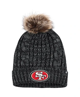 Women's '47 Brand Black San Francisco 49ers Logo Meeko Cuffed Knit Hat with Pom