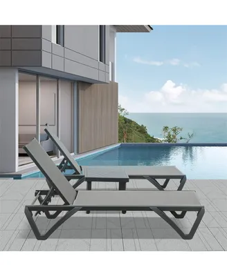Simplie Fun 3-Piece Patio Chaise Lounge Set with Table