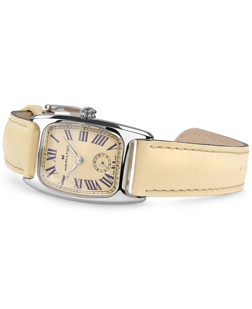 Hamilton Women's Swiss American Classic Small Second Beige Leather Strap Watch 24x27mm