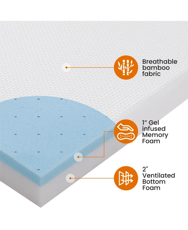 Cheer Collection 3 Inch Gel Infused Memory Foam Bed Topper with Washable  Bamboo Cover - Cheer Collection