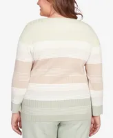 Alfred Dunner Women's Textured Stripe Sweater